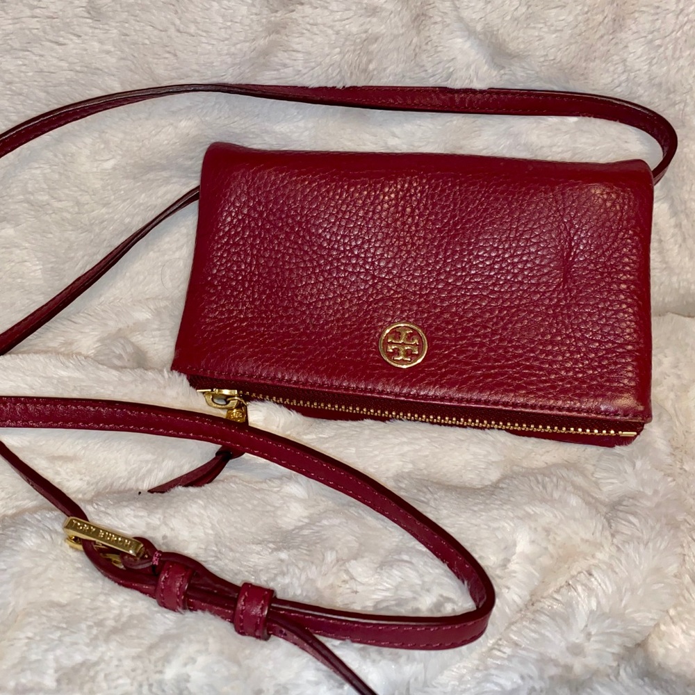 COPY - Tory Burch Maroon foldover crossbody bag